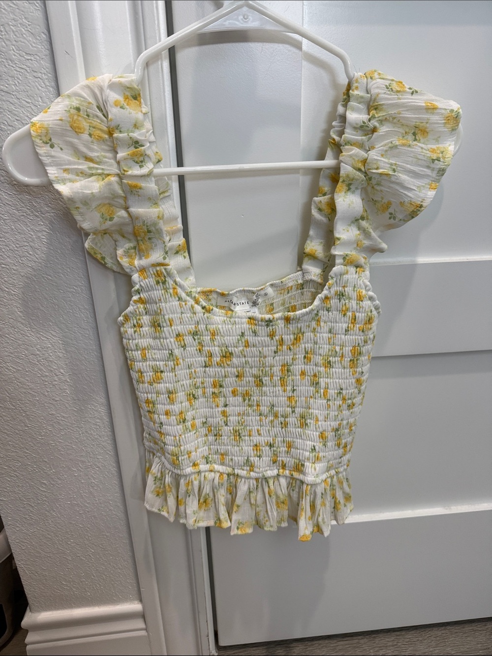 Altar’D State Floral Ruffle Tank Top - Yellow Floral